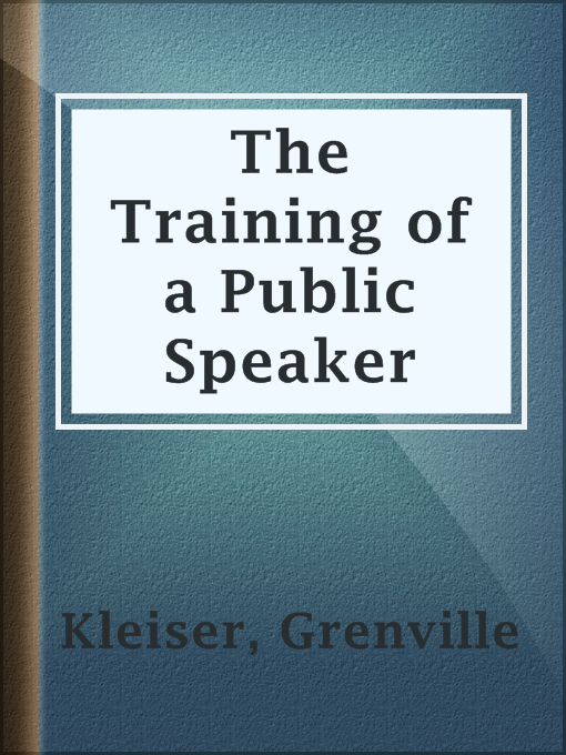 Cover image for The Training of a Public Speaker